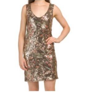 NWT Carla Conti Evening Party Dress Embroidered Flowers Brown Size Made In Italy